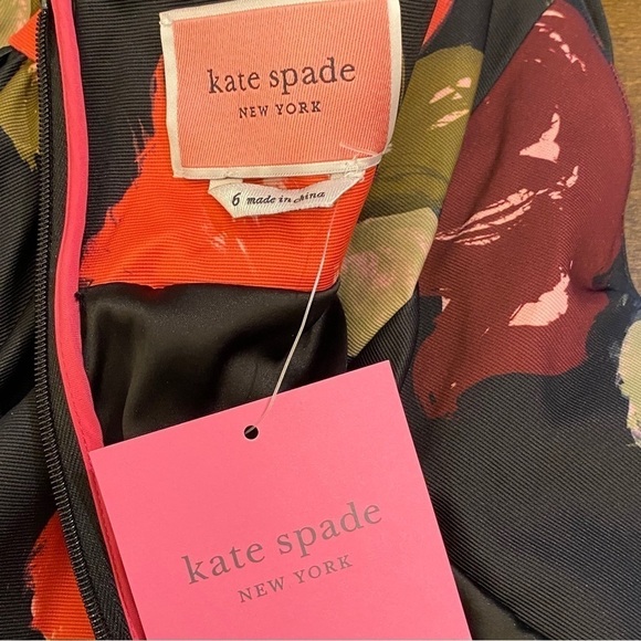 Kate Spade NWT New York Just Rosy Beau Dress Short Babydoll Black Floral Size 6 - Picture 7 of 15